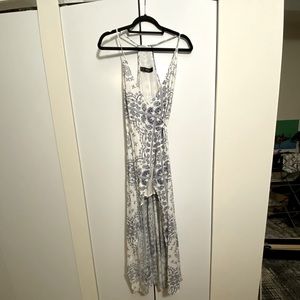 Blue and white maxi dress